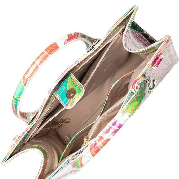 Brahmin Monique Tropical Utopia Leather Tote Bag Multicolor - Picture 8 of 10
